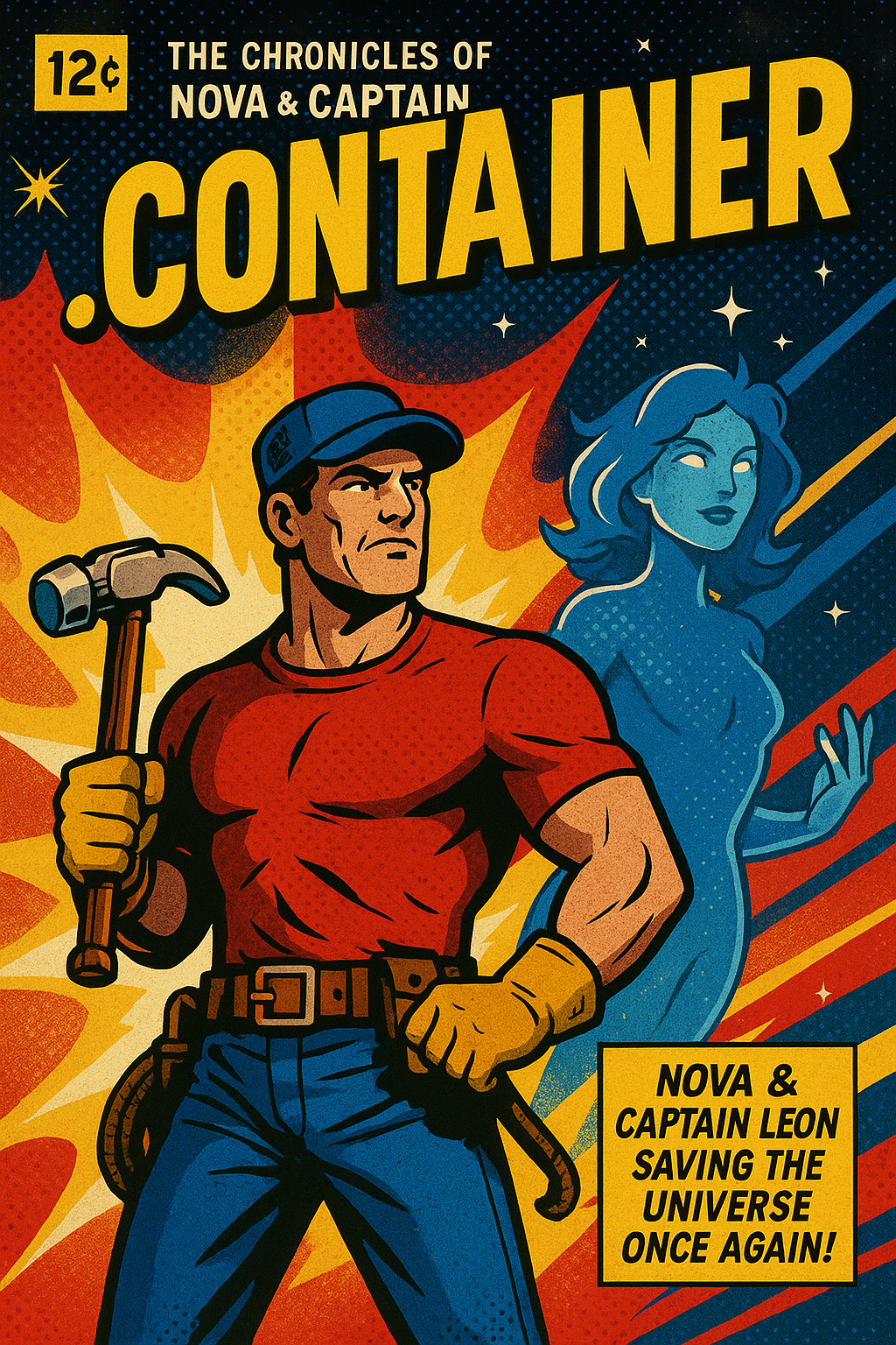 Handy Manthony, the superhero handyman, holding a hammer