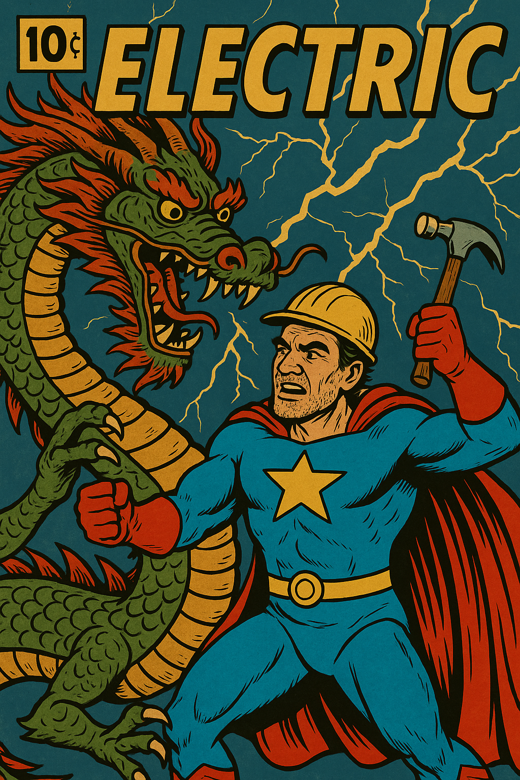 Handy Manthony, the superhero handyman, holding a hammer